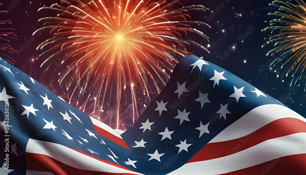 Usa independence day 4th of july celebration with fireworks and ...