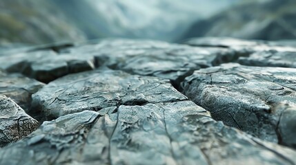 Close-up of rugged, gray rock surface with cracks and crevices.