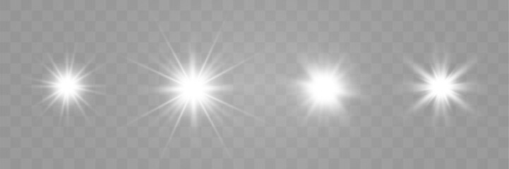 Fototapete - Spark of light.The star flashes brightly.Set of glowing effects.	
