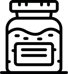 Sticker - Handdrawn black and white jam jar icon illustration in simple line art sketch, perfect for graphic design, packaging, and culinary themes