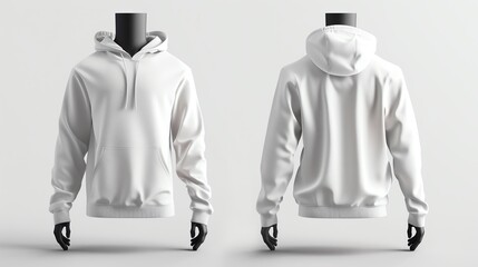 Hoodie mockup on a mannequin, with a blank front and back, perfect for presenting clothing designs, brand logos, or promotional graphics