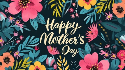 Illustration Mother's Day greetings with flowers