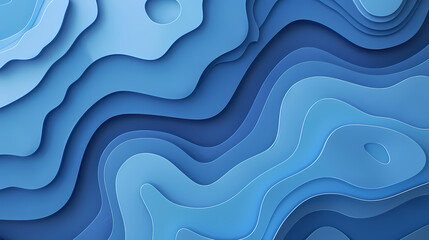 Wall Mural - Abstract blue layered design resembling a topographic map with flowing lines and gradients creating a sense of depth.