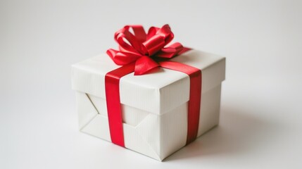 Poster - A single paper gift box close up set against a white backdrop