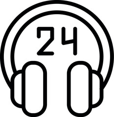 Poster - Vector icon illustrating roundtheclock customer service with headphones symbolizing support