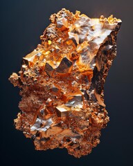 natural nugget of native copper isolated