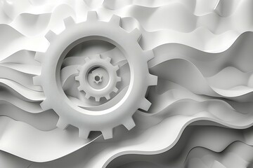 Aufkleber - Abstract background with white gears. 3d rendering, 3d illustration.
