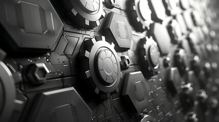 Aufkleber - 3d illustration of abstract technology background with cogwheels