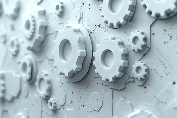 Aufkleber - 3d illustration of gears over white background with vignette effect