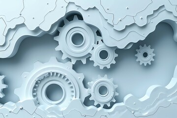 Wall Mural - Abstract background with white gears. Technology concept