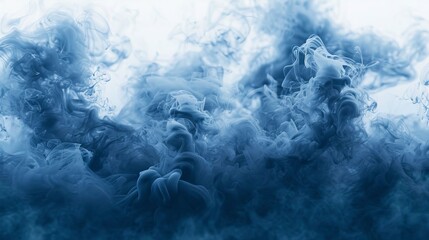 Wall Mural - The image is a blue wave with a lot of smoke and mist