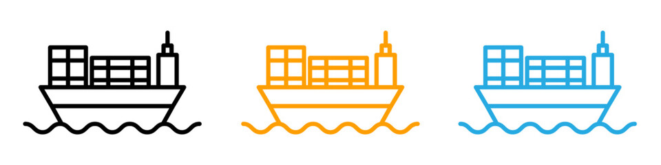 Wall Mural - Cargo ship icon logo set vector
