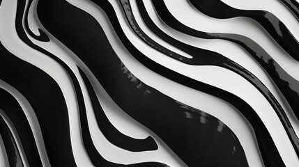 Wall Mural - Abstract wallpaper featuring flowing twisting and rippling lines on a black and white background