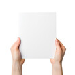 © markusmiller - Hands holding a blank white paper against on transparent background