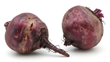 Beetroot isolated on white background. Fresh beetroot with roots