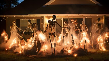 Wall Mural - Halloween decoration featuring a haunted house