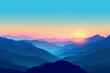 © CREAM 2.0 - Sunset over mountains with blue sky, nature background - vector illustration