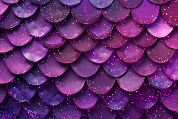 Poster - Violet and purple sparkling glitter scales seamless pattern design


