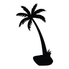 Wall Mural - A Palm tree vector silhouette isolated on a white background, Tropical palm tree black clipart. Tropical palm tree