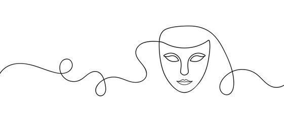 Theater mask one line continuous line art