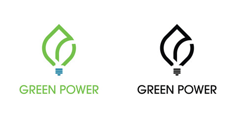 Simple green power logo design with modern concept , premium vector