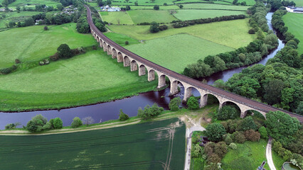 Arthington Viaduct, railway bridge over the Wharfe valley. Arthington in West Yorkshire