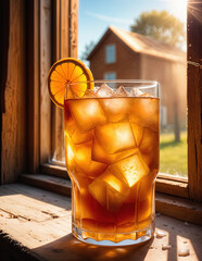 glass of cola with ice