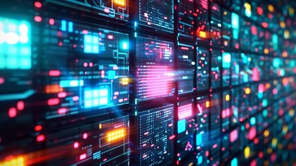 Abstract digital art featuring a high-resolution display of colorful squares.
