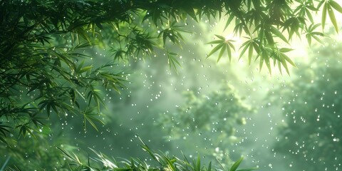 Sticker - Tranquil Bamboo Grove in Morning Mist, generative ai