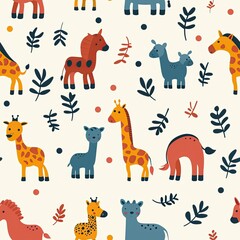 Sticker - minimal seamless pattern, animal