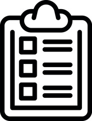 Poster - Black and white vector illustration of a clipboard with checklist icon. Perfect for office supplies. Task management. And organization