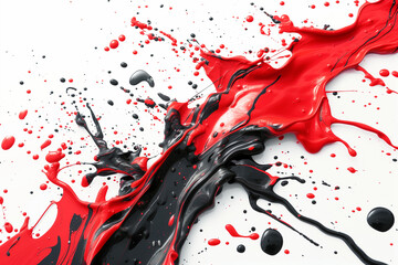 Wall Mural - Red and black paint splashes isolated on white background


