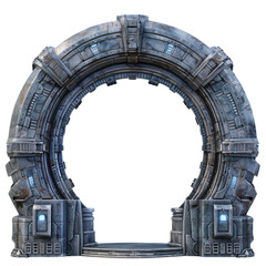 futuristic sci-fi portal with metallic design, perfect for fantasy and science fiction themes. high-