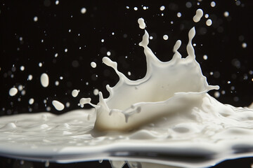 Sticker - Swirling milk splash isolated on black background


