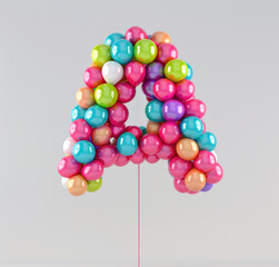 Sticker - Balloon letter a 3d . Generative AI.