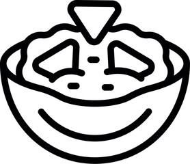 Sticker - Black and white digital drawing of a delicious dessert bowl topped with whipped cream