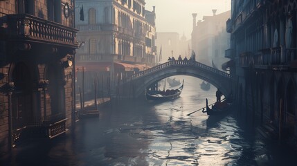 Canvas Print - Venice at dawn, AI image