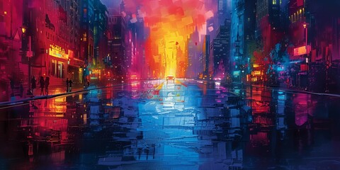 Canvas Print - Edgy Cityscape: Graffiti-Inspired Urban Scene, generative ai