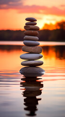 Wall Mural - A pile of smooth stones stacked on top of each other