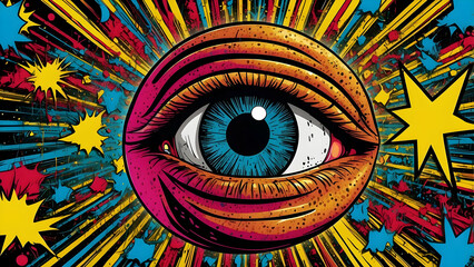 Vibrant comic style eye illustration