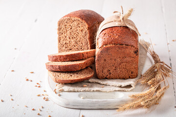 Wall Mural - Rustic loaf of breads made of flour and sourdough.