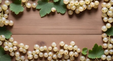Wall Mural - Fresh white currant in frame form, copy space.