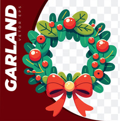 Christmas garland, cartoon EPS Vector, 100% quality (Made by AI and vectorized in Illustrator)