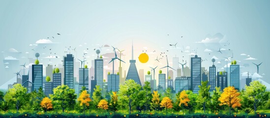 eco cityscape with alternative energy
