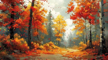 Wall Mural - Autumn Forest Path