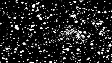 Poster - Abstract white random dotted pattern resembling snow on black background, overlay 