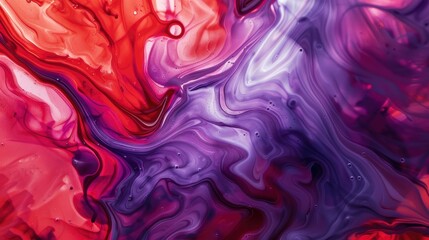 Wall Mural -  Red and purple paint swirling, Ink Serenade, gentle shimmer flows through fluid currents, comparison photo