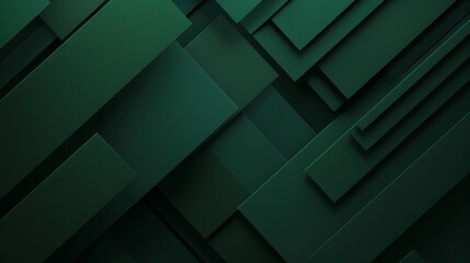 Wall Mural - Geometric pattern of overlapping green rectangles creating a modern and sophisticated abstract background..