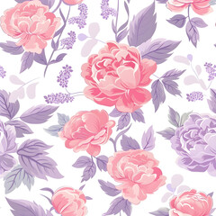  floral purple and pink flower pattern seamless wallpaper design illustration