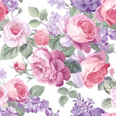  floral purple and pink flower pattern seamless wallpaper design illustration